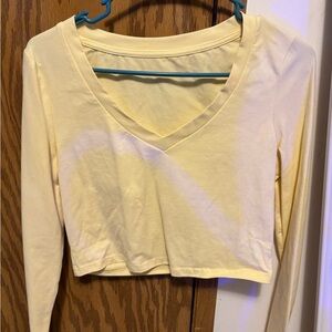 SHEIN Light Yellow V-Neck Crop Top
